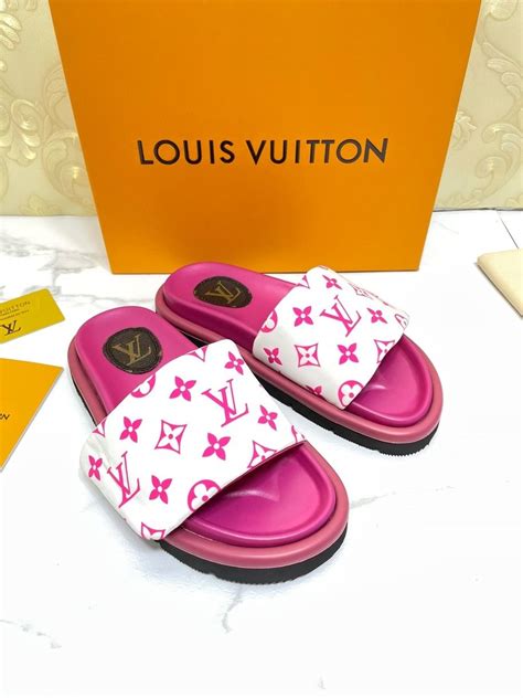 louis vuitton slippers pink|louis vuitton puffer slides.